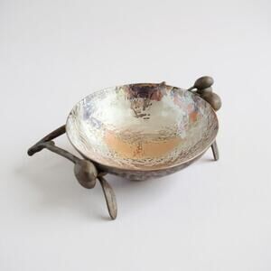 Michael Aram Hand-Hammered Nickel Bronze Branch Serving Bowl Signed Vtg 5"